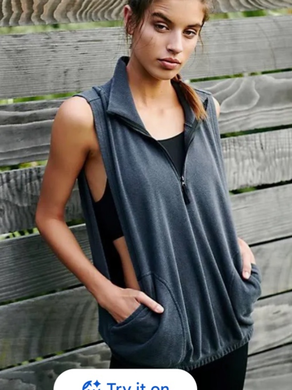 FREE PEOPLE movement NEW Movin’ On vest sz S Small drop armpit half zip black
